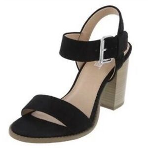 Black suede heeled Sandals